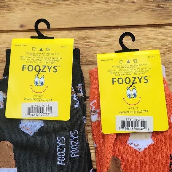 NWT Foozy Women's Coffee Women's Socks - Black and Burnt Orange 2 Pair Set - Picture 3 of 3